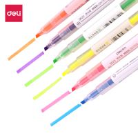 得力（deli）6色雙頭熒光筆 醒目標(biāo)記筆 手帳可用水性記號(hào)筆6支/盒   開學(xué)