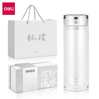 得力LL504雙層玻璃杯(300mL)(商務禮盒)(透明)(個) 水杯 杯子